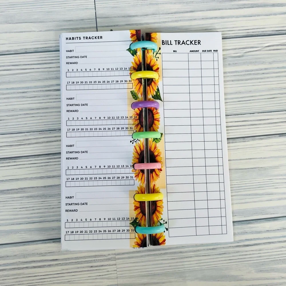 Happy Planner skinny mini extension set 6 months undated sunflower